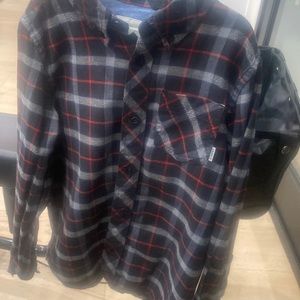 Gorgeous designer plaid shirt in red, grey & black
